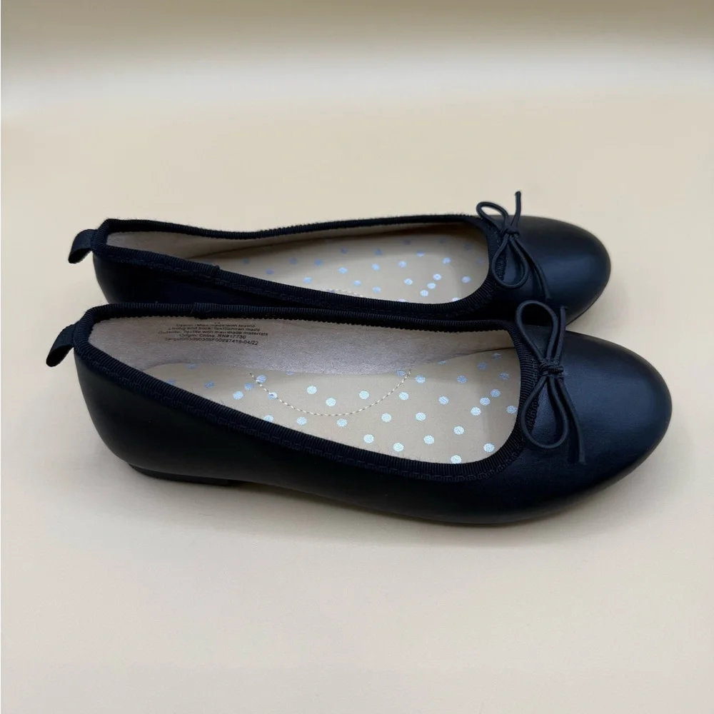 Cat & Jack Girls Black Ballet Flats Size‎ 13 Kids School Uniform Shoes Bow